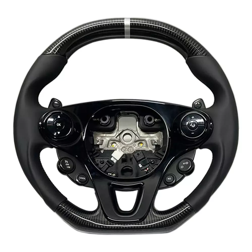 Mercedes Smart 453 Fortwo Forfour Steering Wheel Carbon Leather Flat Top and Bottom