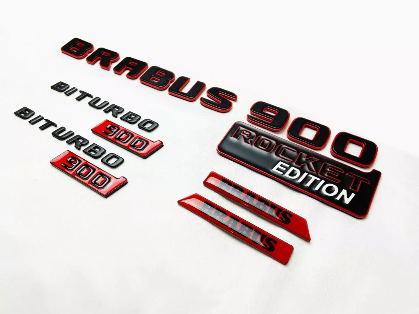 Mercedes Brabus Biturbo 900 Edition Metal Emblem Badges FULL Red Set ROCKET