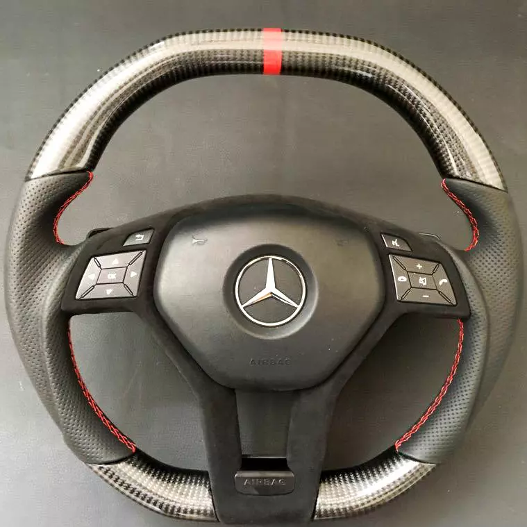 Mercedes-Benz W204 W212 C E AMG W218 W207 W172 SLK SL Steering Wheel Carbon Leather