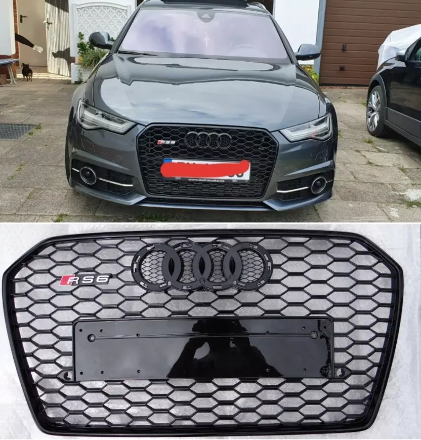 Front Bumper Radiator Grill Audi A6 Style RS6 2016 Black