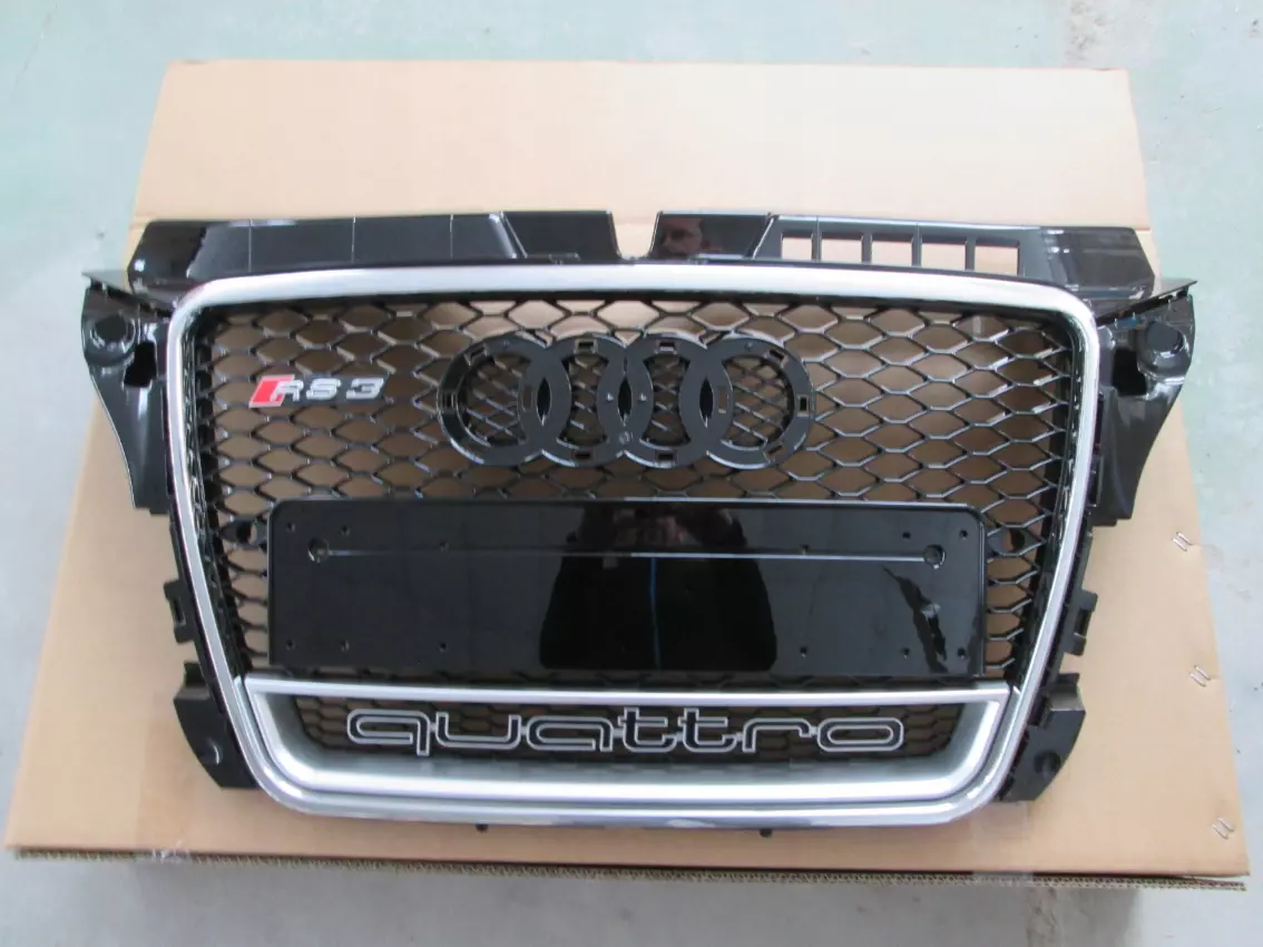 Front Bumper Radiator Grill Audi A3 08-11 Style RS3 Chrome Quattro