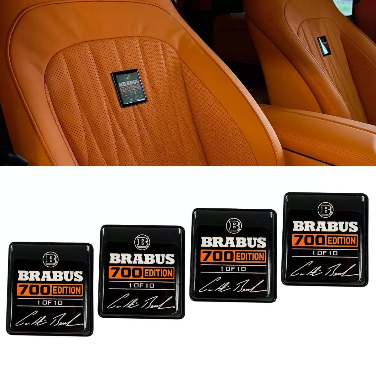 Brabus 700 Edition 1 of 10 Orange Seat Emblems Set for Mercedes-Benz W463A