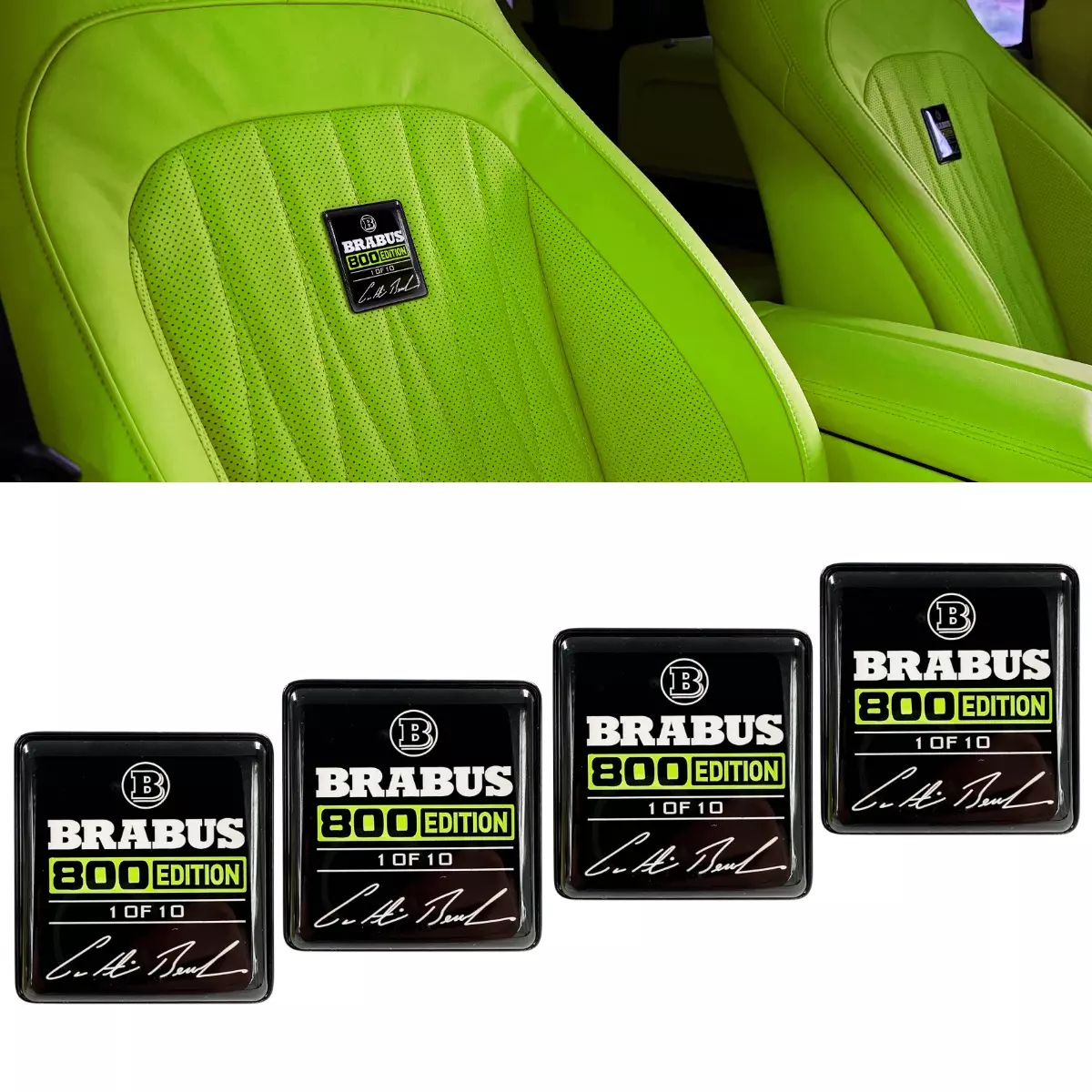 Brabus 800 Edition 1 of 10 Green Seat Emblems Set for Mercedes-Benz W463A