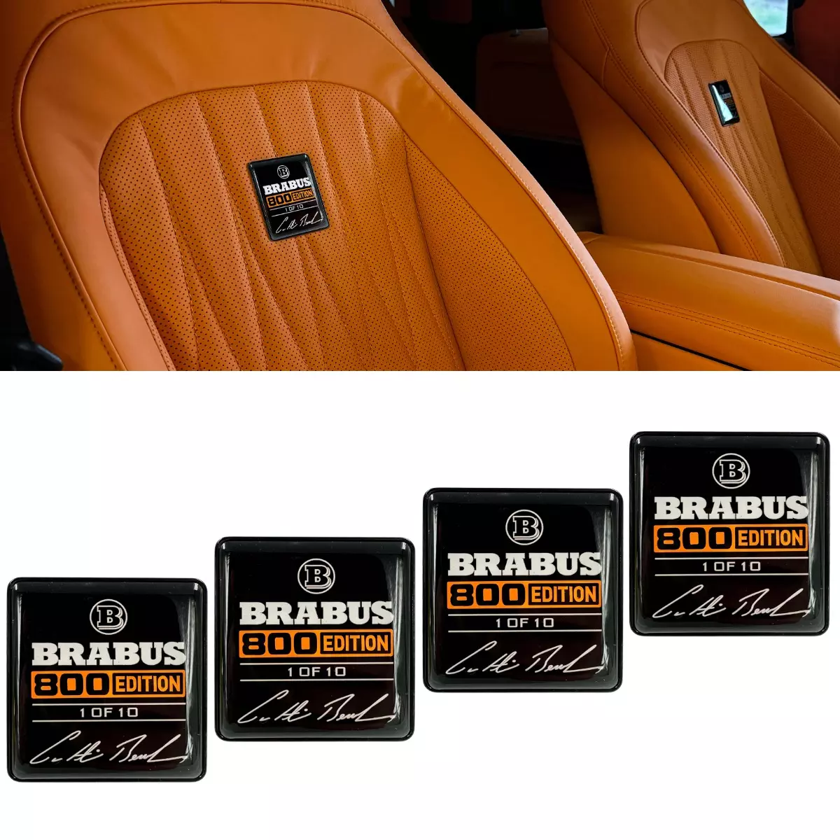 Brabus 800 Edition 1 of 10 Orange Seat Emblems Set for Mercedes-Benz W463A