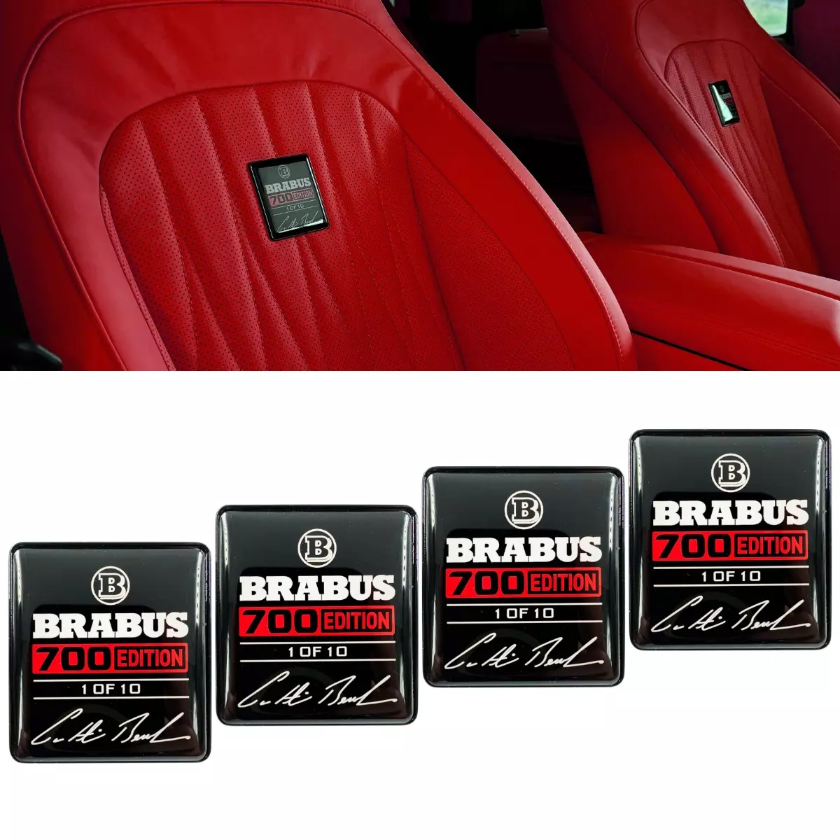 Brabus 700 Edition 1 of 10 Red Seat Emblems Set for Mercedes-Benz W463A