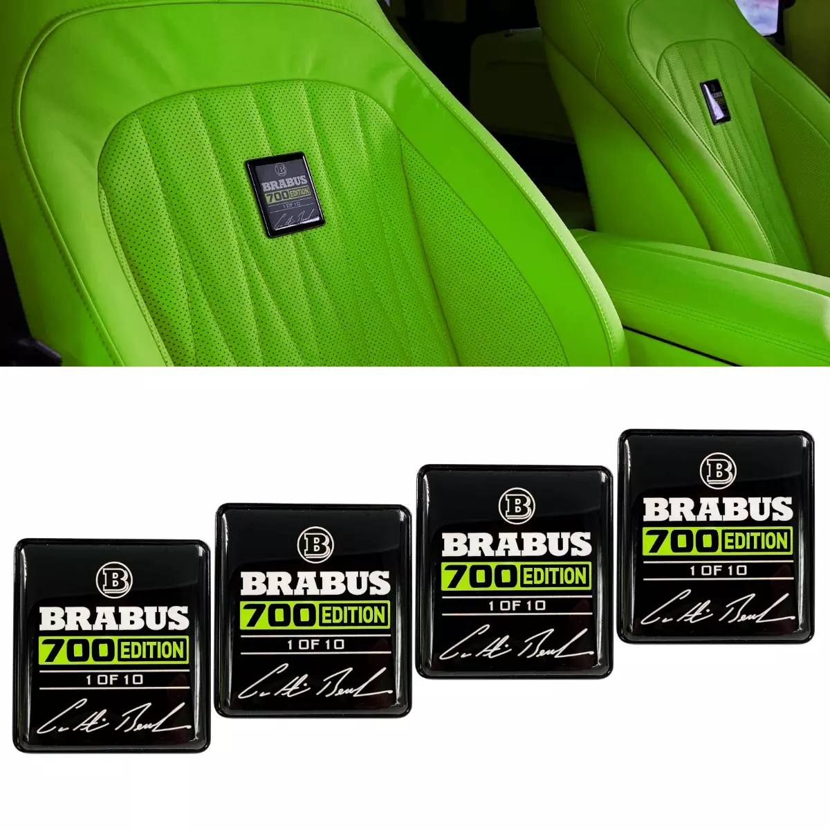 Brabus 700 Edition 1 of 10 Green Seat Emblems Set for Mercedes-Benz W463A