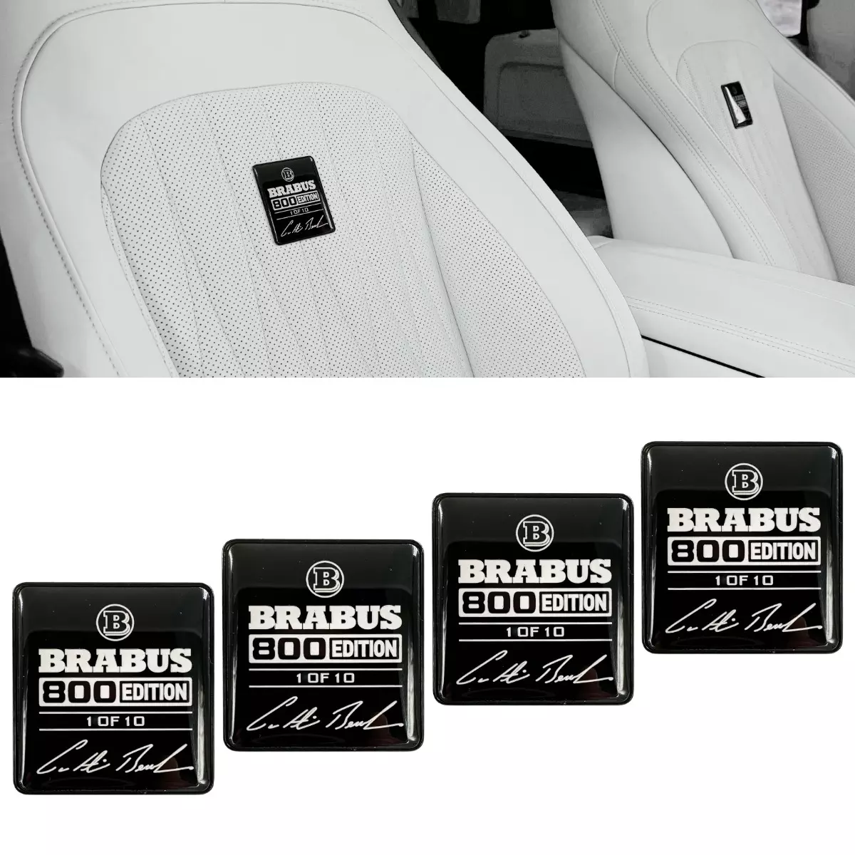 Brabus 800 Edition 1 of 10 White Seat Emblems Set for Mercedes-Benz W463A