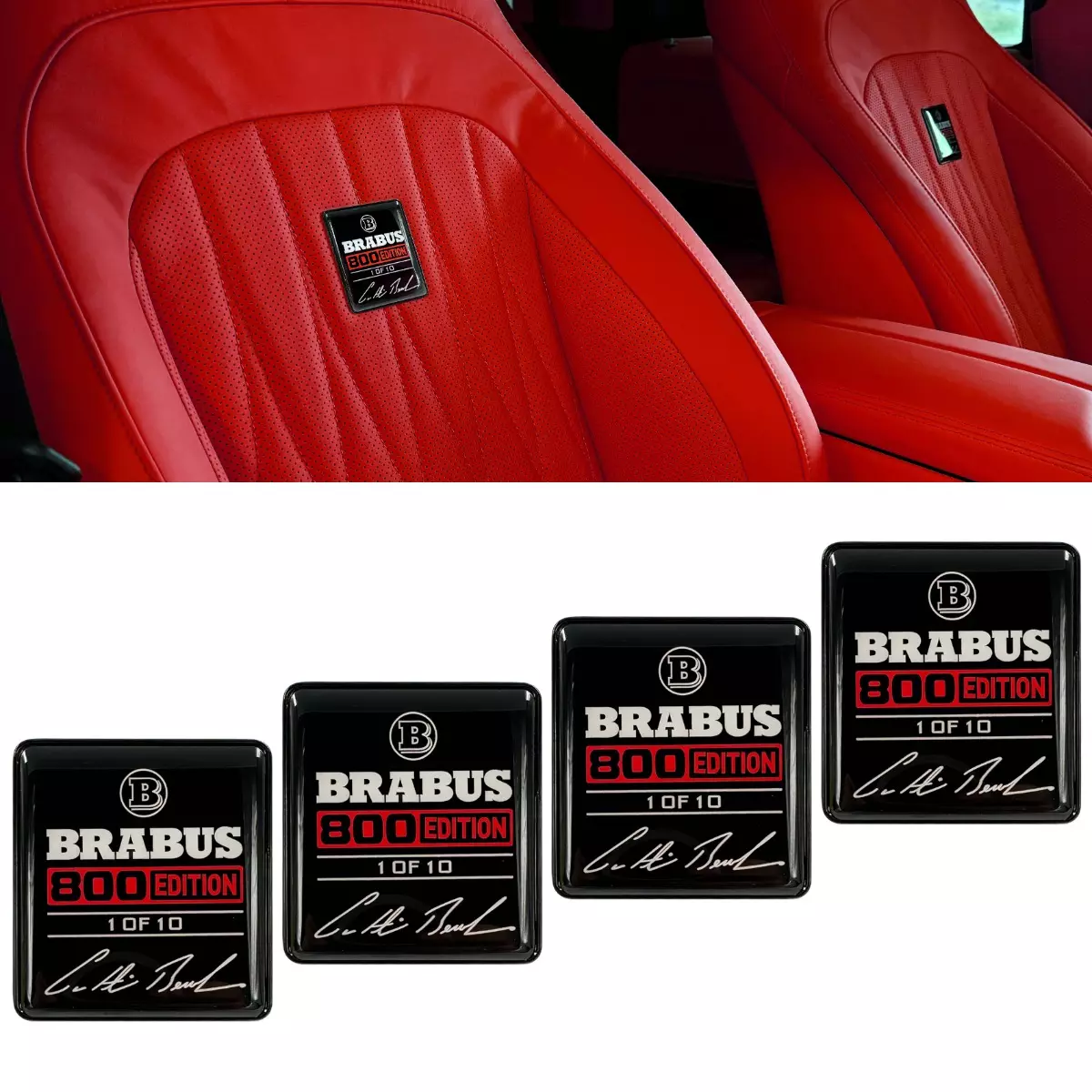Brabus 800 Edition 1 of 10 Red Seat Emblems Set for Mercedes-Benz W463A