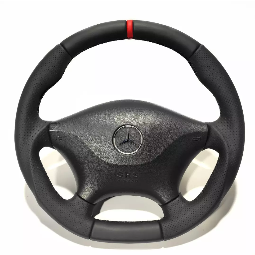 Mercedes-Benz Sprinter 2006-2015 Steering Wheel Black Leather with Red 12 o'clock stripe