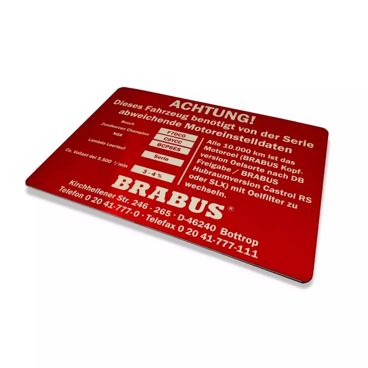 Brabus Badge Red Achtung Engine Bay Emblem
