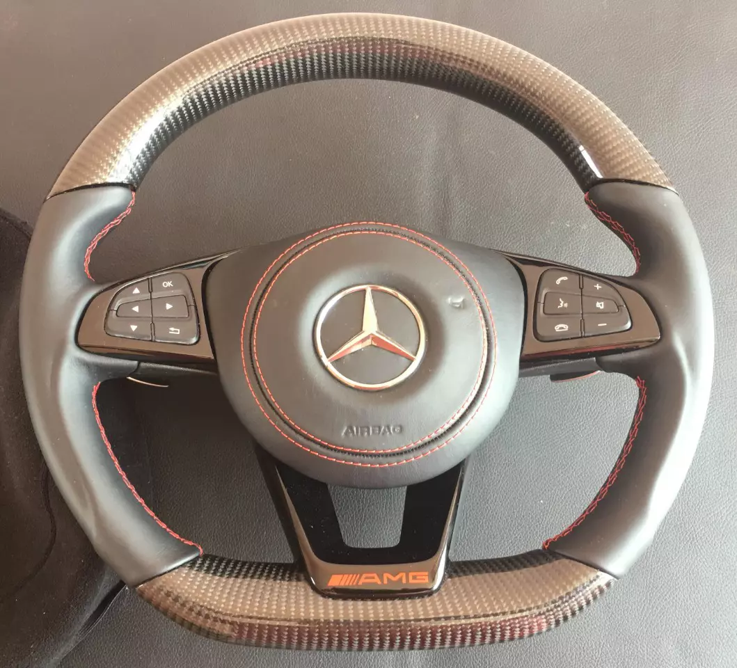 Mercedes-Benz W205 W213 C E GLA GLS GLE CLA AMG Steering Wheel Carbon Leather