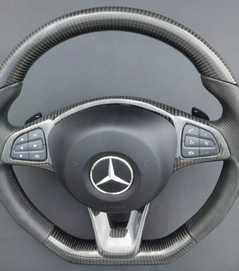 Mercedes-Benz A W176 B W246 C W205 CLA CLS GLE Steering Wheel Carbon Leather
