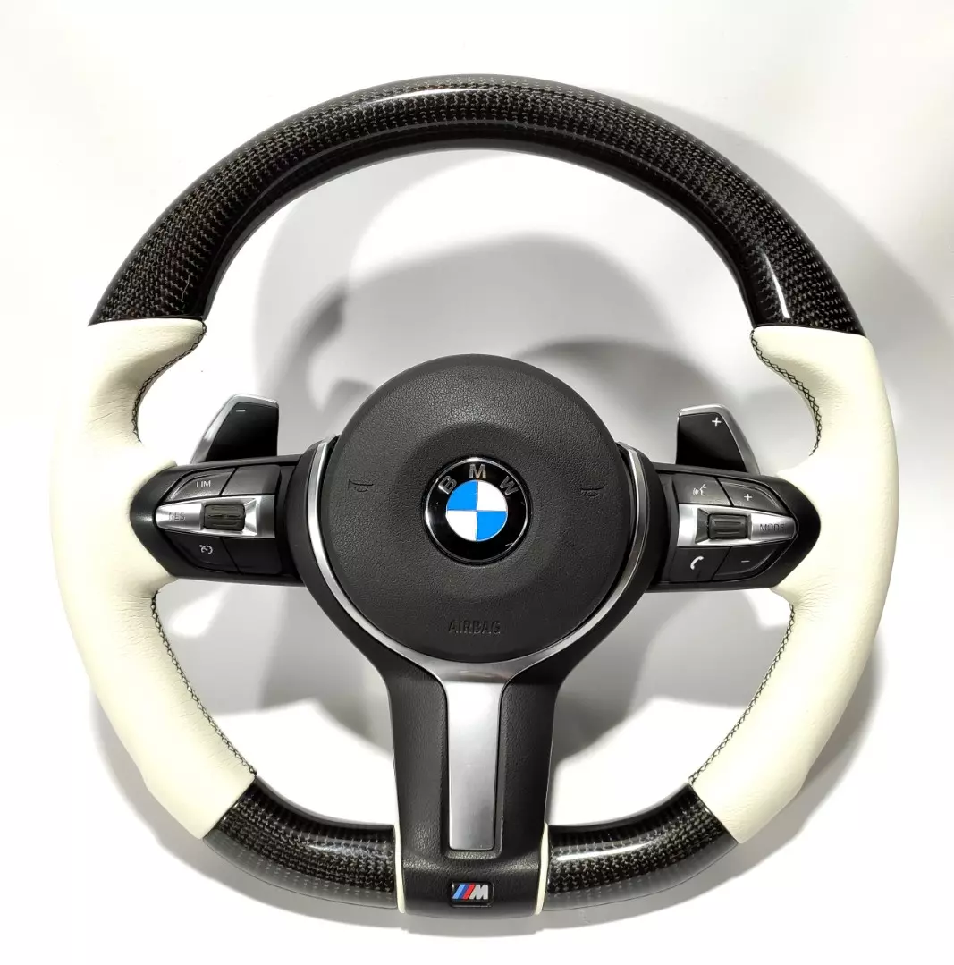 BMW F30 F31 F15 F16 Steering Wheel Carbon White Leather