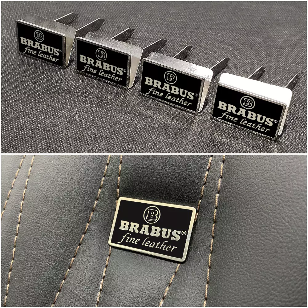 Metal Brabus Fine Leather Seat Badges Set Black for Mercedes-Benz W463 G-Class