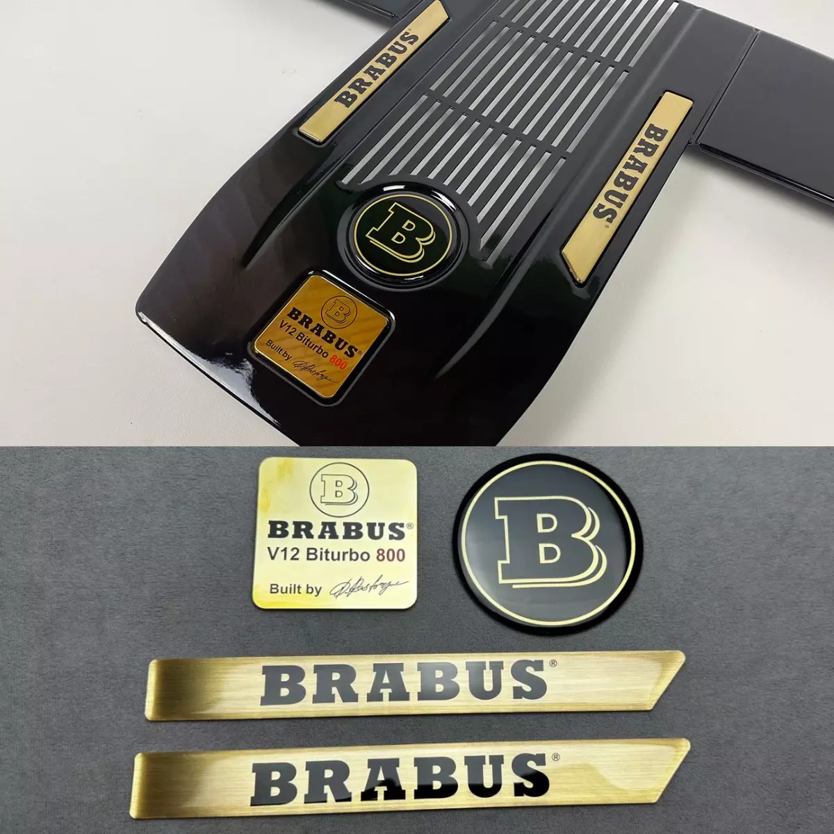BRABUS 800 V12 Biturbo Engine Emblems Set 4 pcs for Mercedes-Benz G65 SL65 S63 AMG Coupe