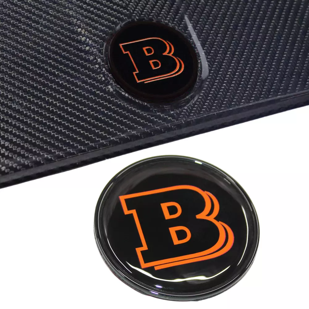 Brabus Hood Badge 55 mm Black and Orange Logo for Hood Cover W463 W463A G-Class Mercedes-Benz