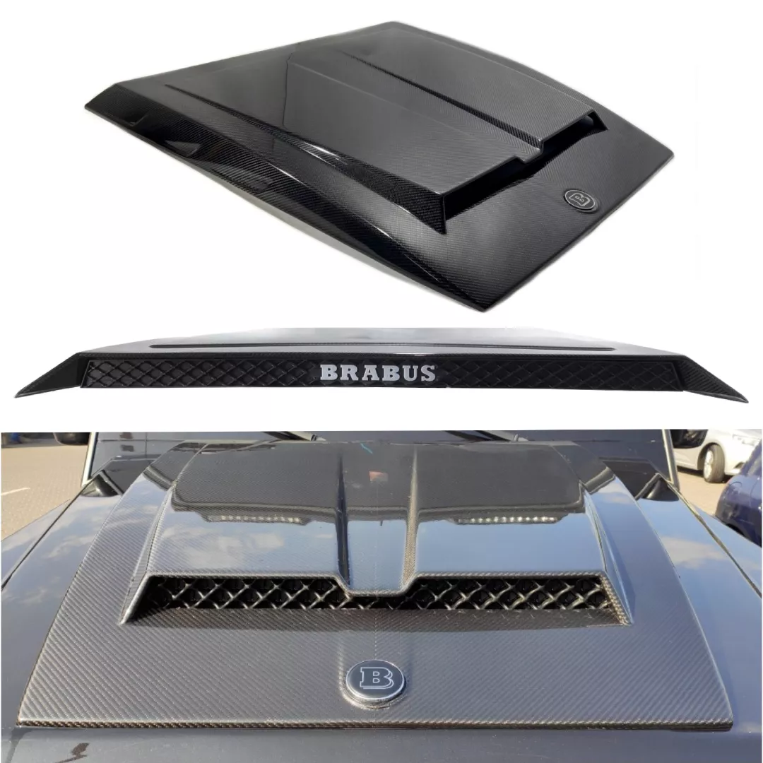 G Wagon Carbon Fiber Hood Cover with Brabus Insert for Mercedes Benz W463A G-Class