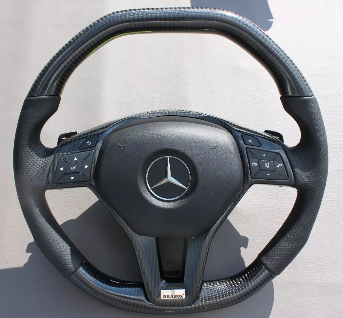 Mercedes-Benz A W176 B W246 C-Class W205 Steering Wheel Carbon Leather Brabus Logo