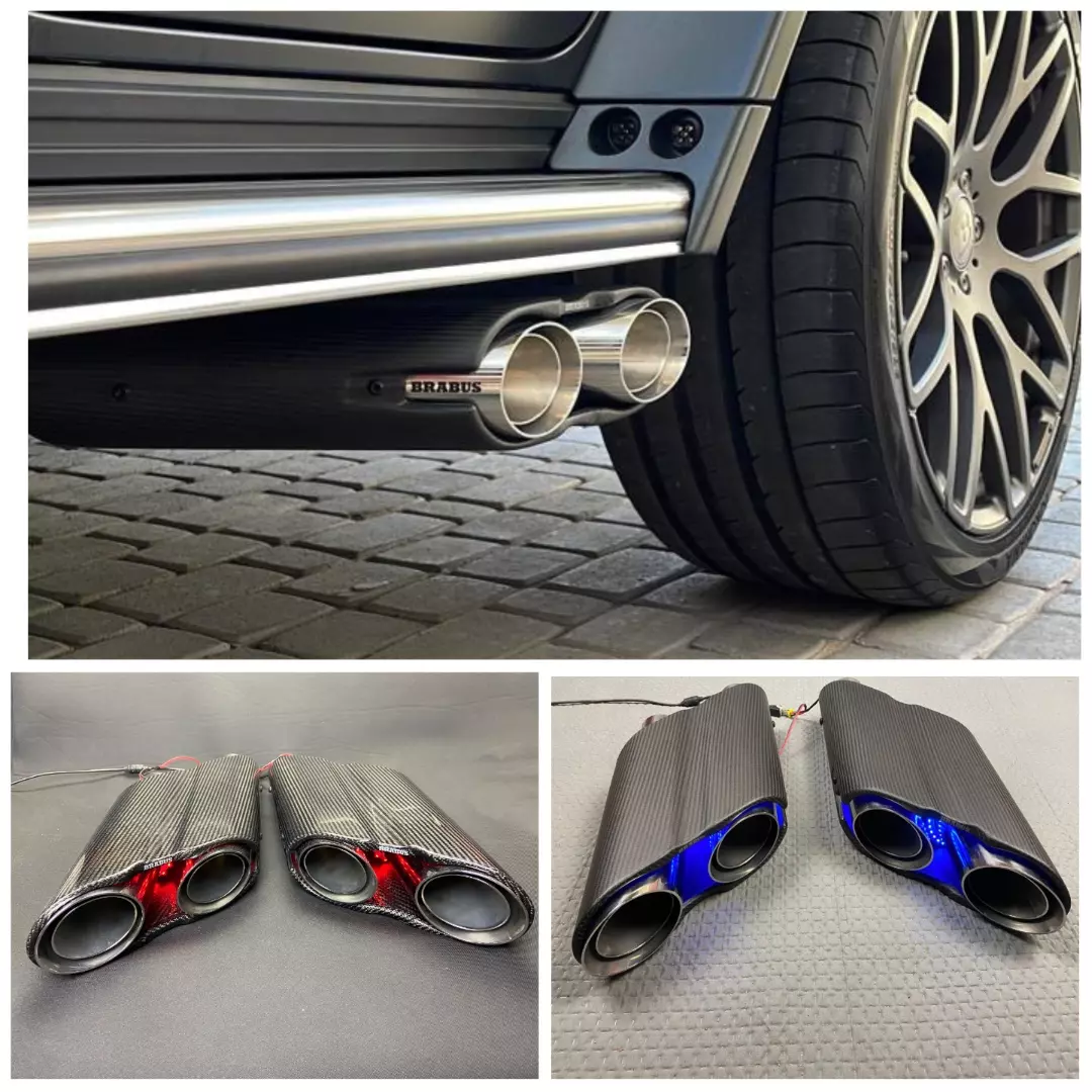 Mercedes W463A Brabus Style Carbon Exhaust Pipe Tips Rocket Edition