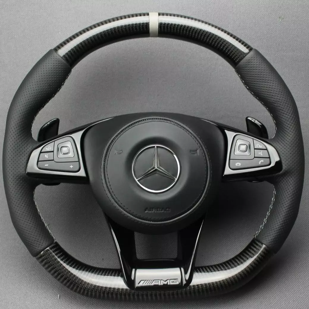 Mercedes-Benz W176 C117 W205 W213 X156 W166 W222 S AMG Steering Wheel Carbon Leather
