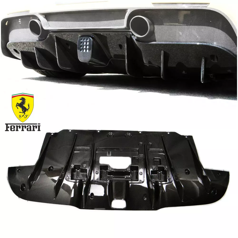 Carbon Rear Bumper Diffuser for Ferrari 488