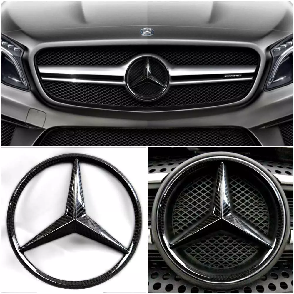 Carbon Fiber Front Grill Star Style Grille Badge Logo Emblem for Mercedes-Benz W463 G-Class G-Wagon