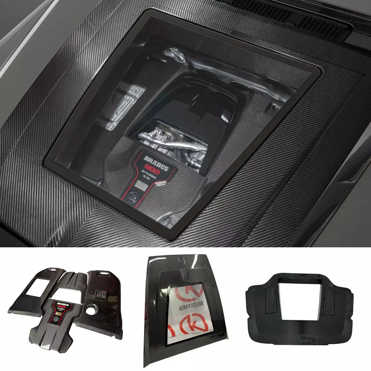 Brabus 900 Carbon Fiber Hood Cover + Hood Under Cover + Engine Cover for W463A G-Class