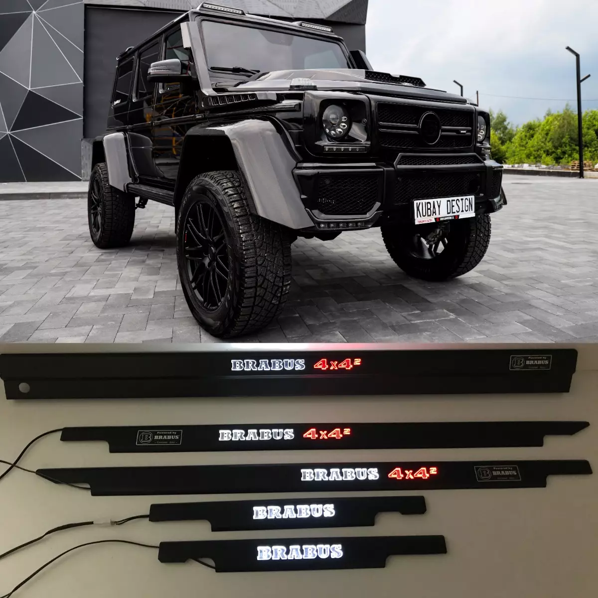 Brabus 4x4 Squared Stainless Steel LED Door Sills Set 5 pcs for W463 G-Class Mercedes-Benz