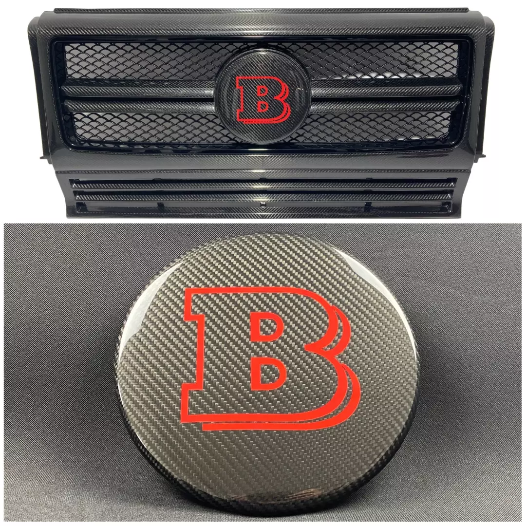 Carbon Fiber Front Grill Red Badge Grille Emblem Logo Brabus for Mercedes-Benz G-Wagon G-Class W463