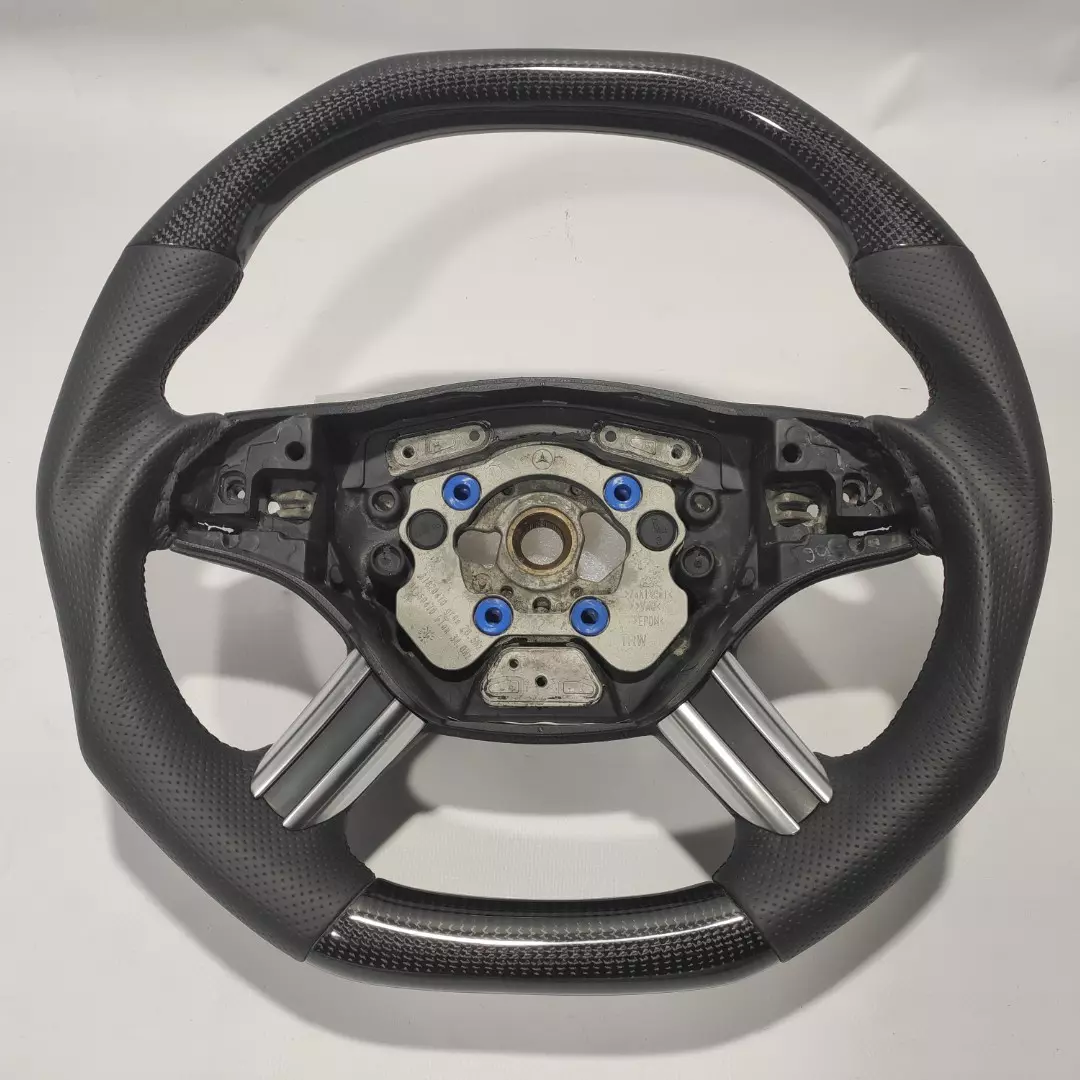Mercedes-Benz ML W164 GL X164 R W251 Class Steering Wheel Carbon Fiber Black Leather