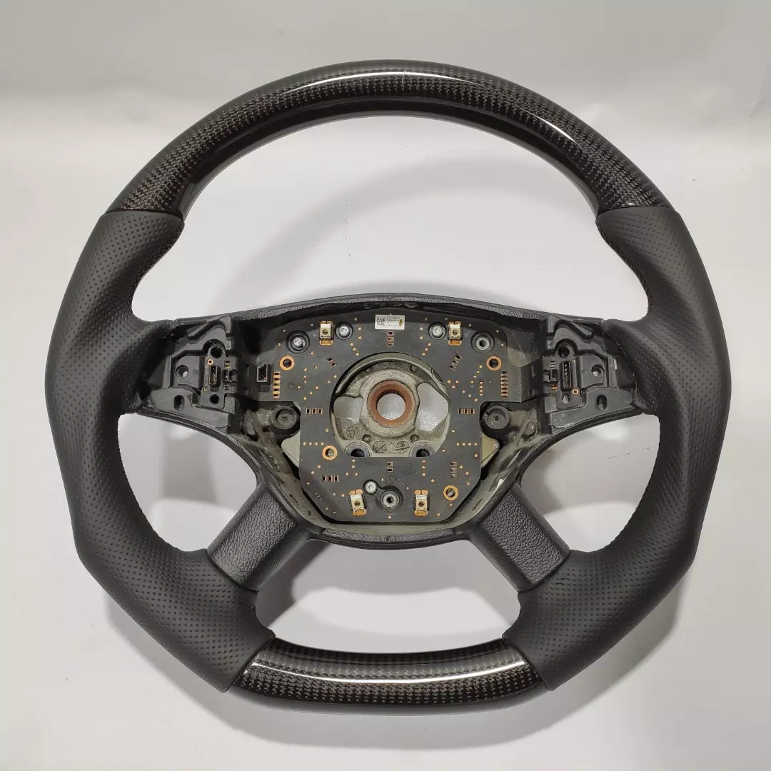 Mercedes-Benz ML W164 GL X164 R W251 Class Steering Wheel Carbon Fiber Black Leather