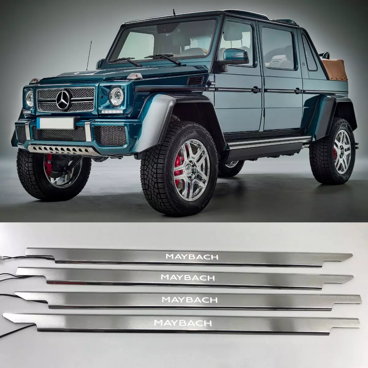 Stainless Steel LED Door Sills Set 4 pcs for Mercedes W463 Maybach Landaulet G650
