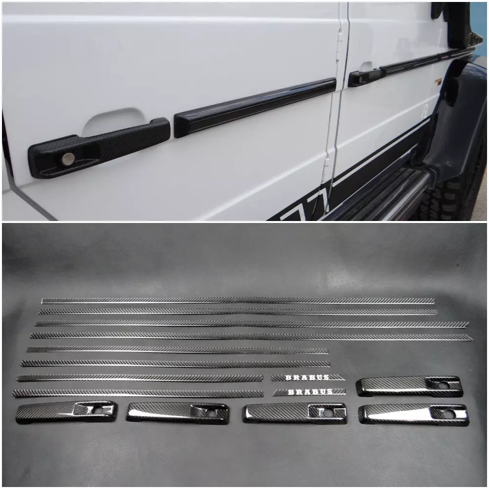 Mercedes-Benz W463 G-Wagon Carbon Fiber Side Molding Inserts + Exterior Door Handle Covers Set