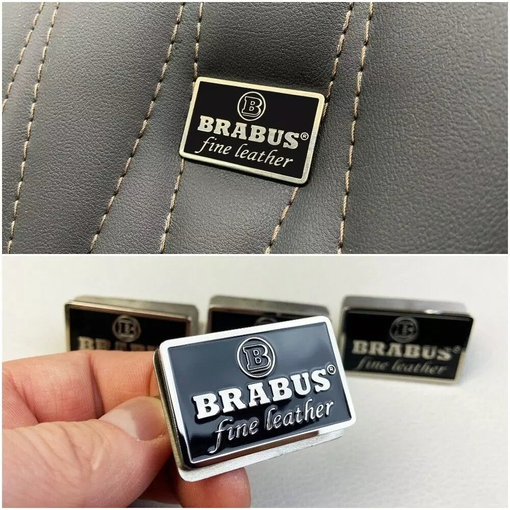 Mercedes Fine Leather Brabus Black Metal Seat Emblems Badges Logos Set