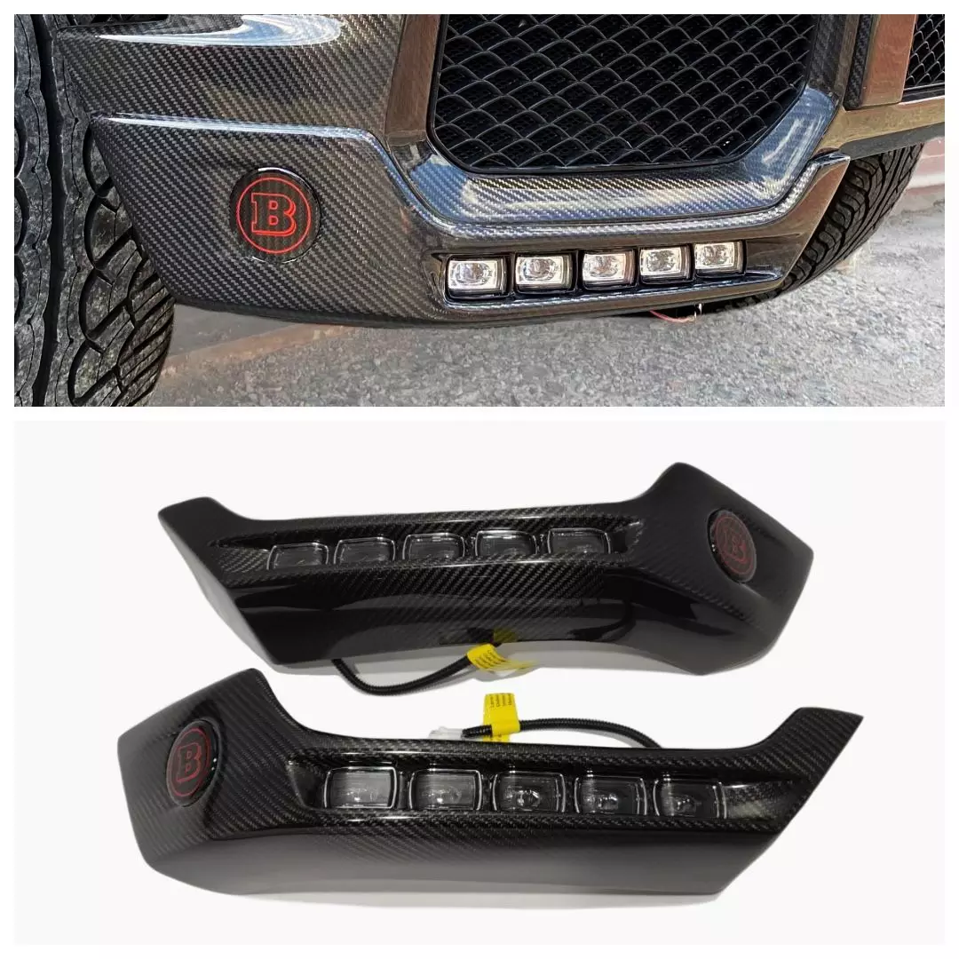 Carbon Fiber Front Bumper Lower Lip + Nolden LED for Mercedes-Benz W463 G-Class