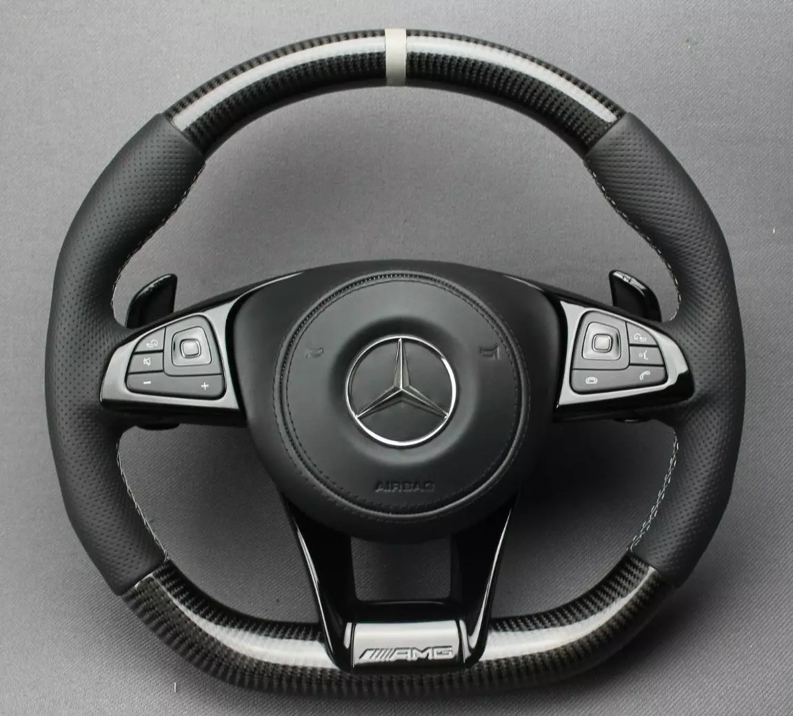 Mercedes-Benz W176 C117 W205 W213 X156 W166 W222 S AMG Steering Wheel Carbon Leather