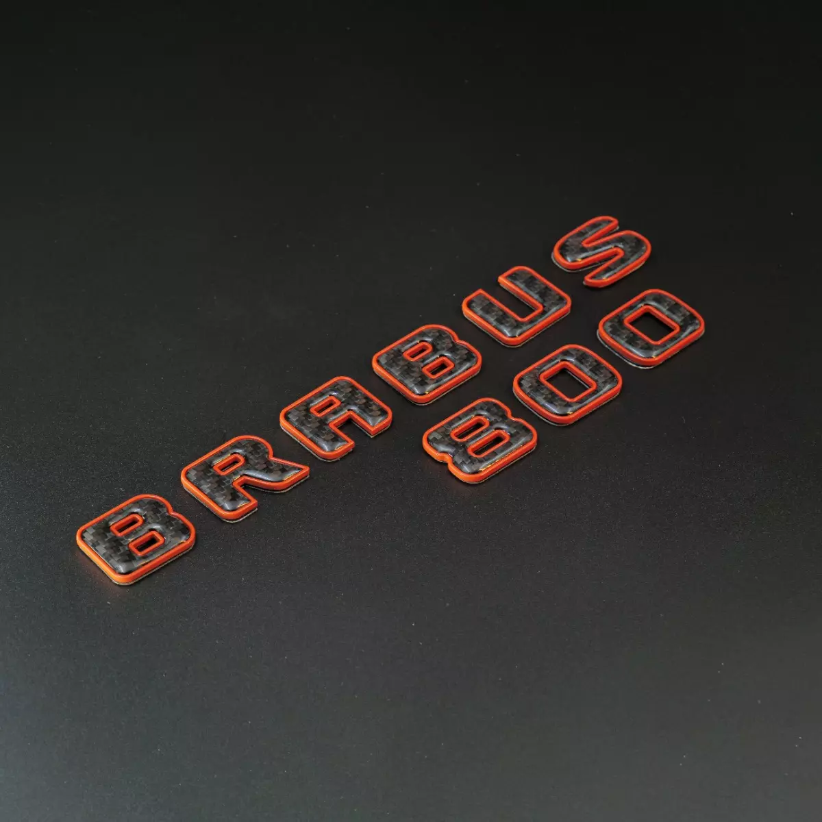 Orange Metal with Carbon Brabus 800 Badges Emblems Set for Mercedes-Benz Vehicles