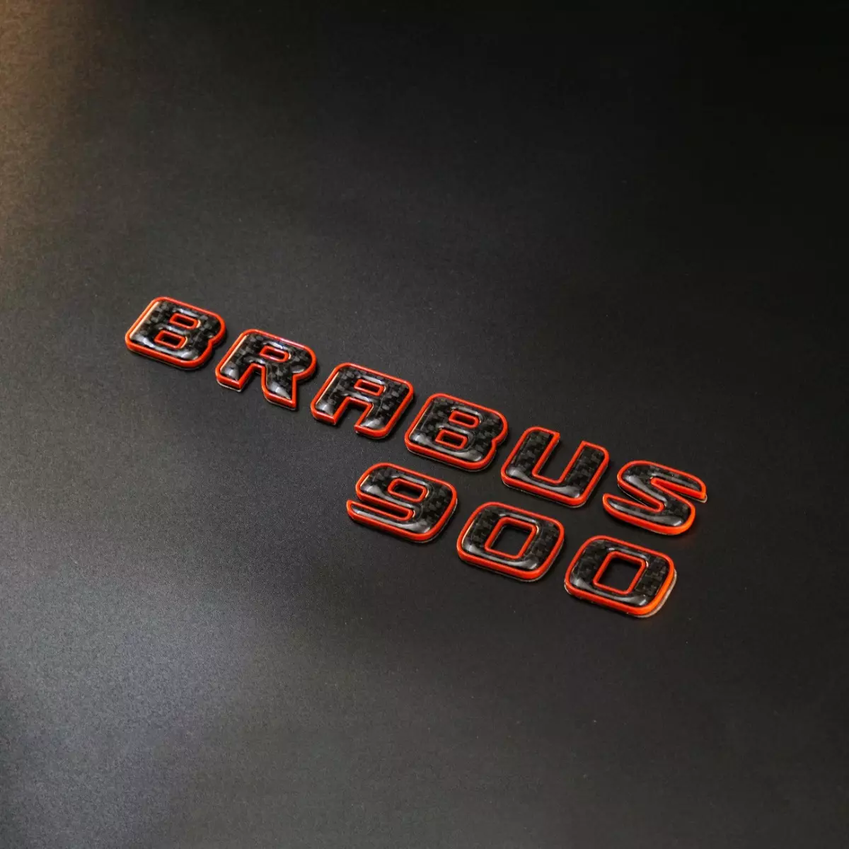 Orange Metal with Carbon Brabus 900 Badges Emblems Set for Mercedes-Benz Vehicles