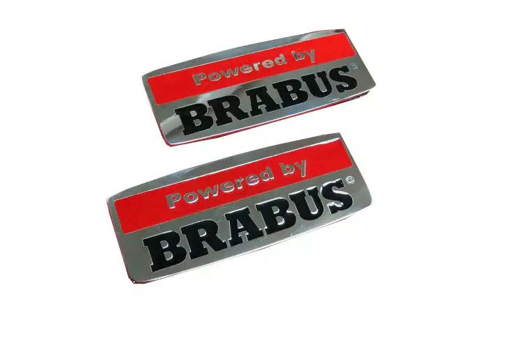 Powered by Brabus Emblems Logo Badges for Mercedes-Benz 2 pcs