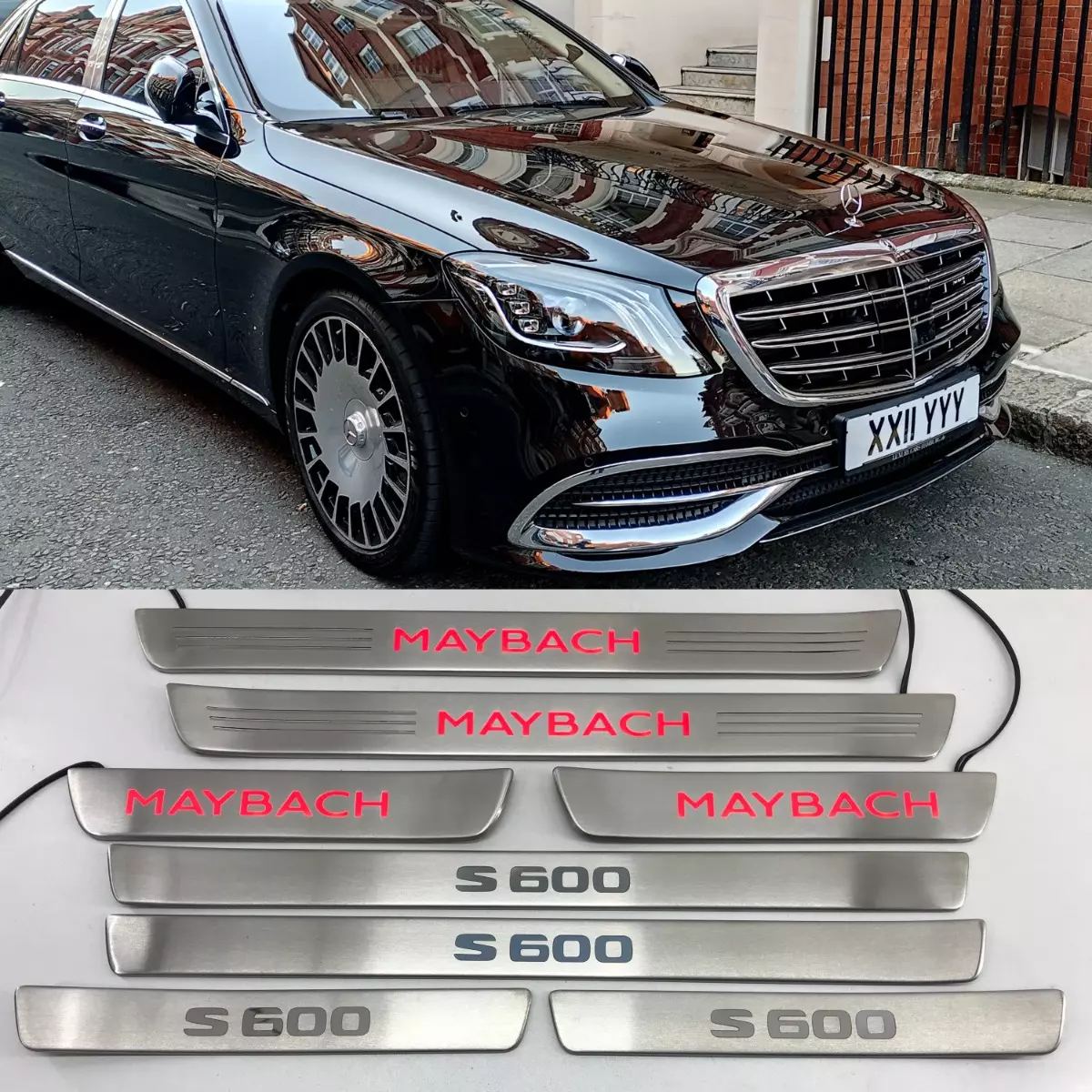 S600 Maybach Style Scuff Plates LED Door Sills made for Mercedes S-Class W222