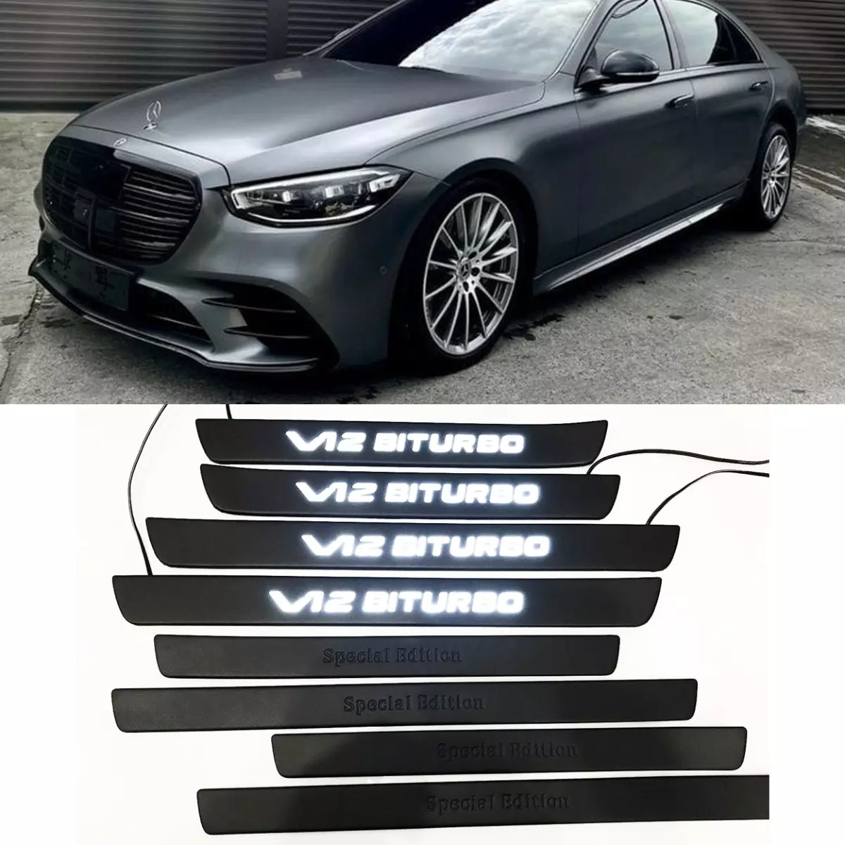 S65 V12 Biturbo Special Edition style LED Door Sills for Mercedes W222