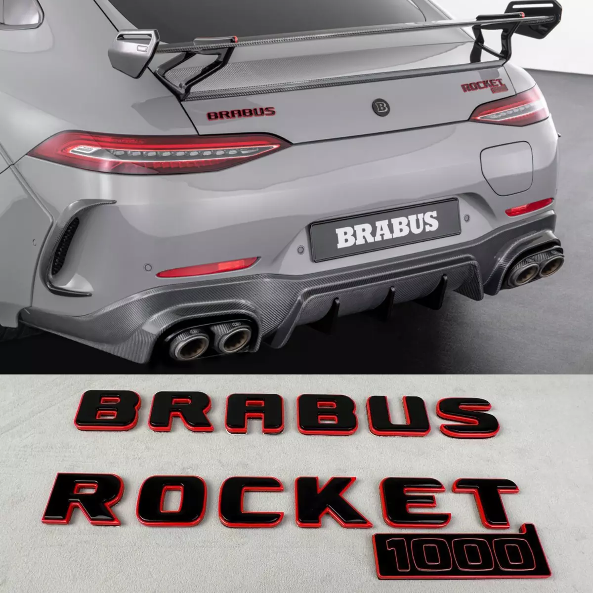 Tail Emblem Brabus Rocket 1000 “1 of 25” Red and Black for Mercedes-Benz GT 2024