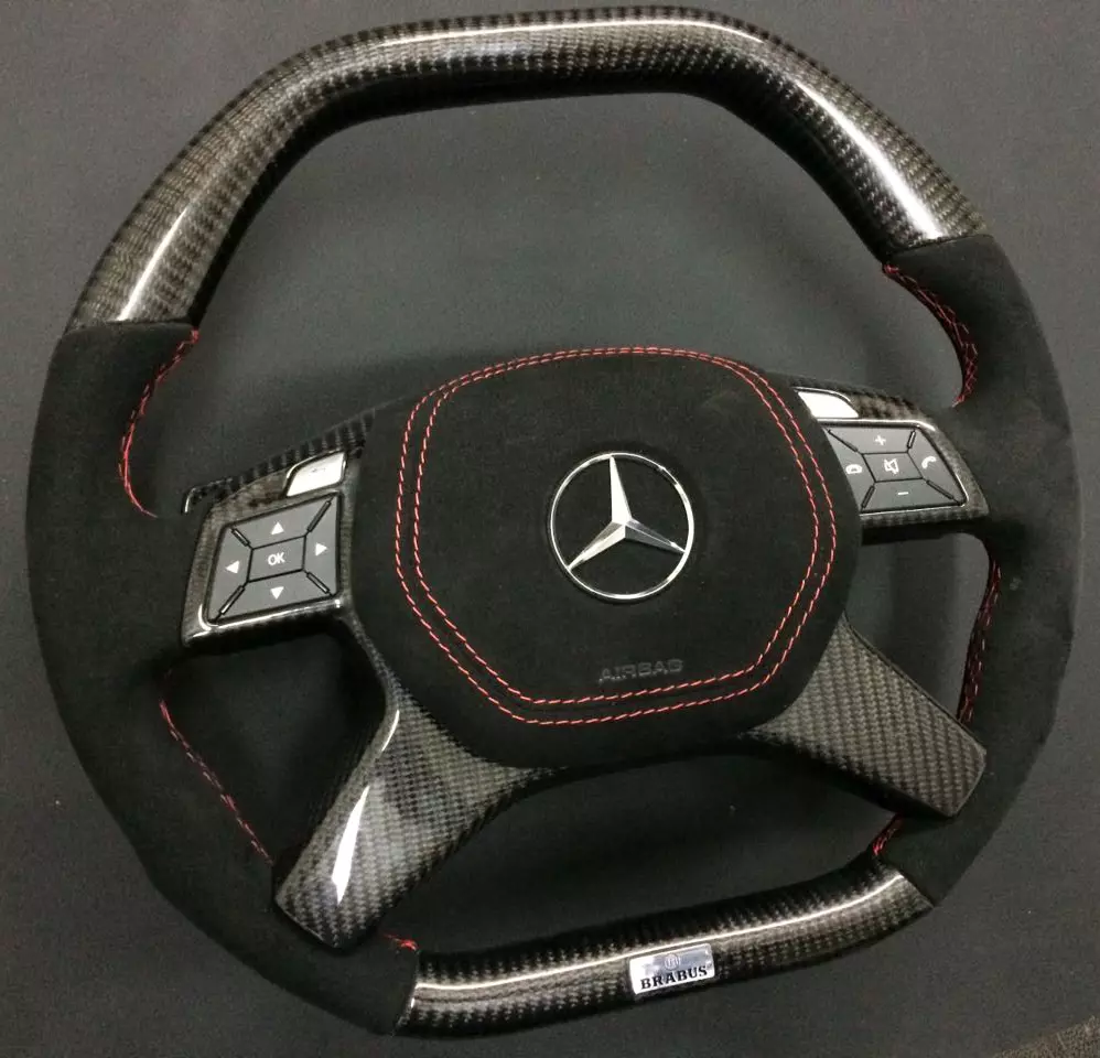 Mercedes-Benz E GL ML G-Class W166 X166 W463 Steering Wheel Carbon Alcantara Brabus Logo
