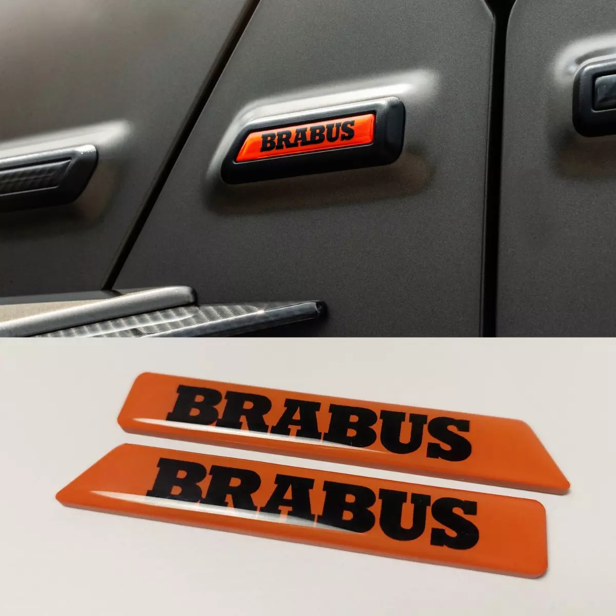 Brabus Fender Emblems Orange Side Moldings Inserts for Mercedes W463A G-Class